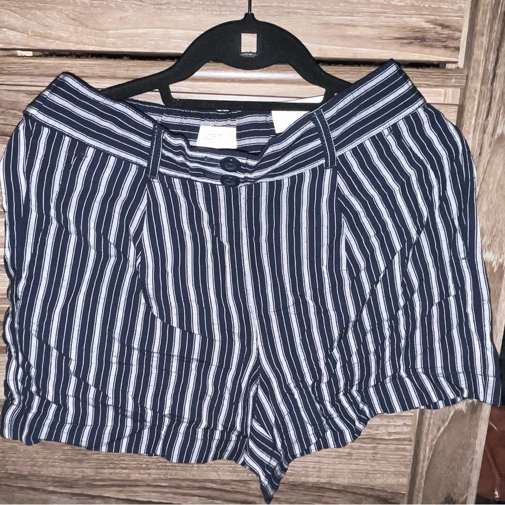 LOFT Navy and Gray High Rise Shorts